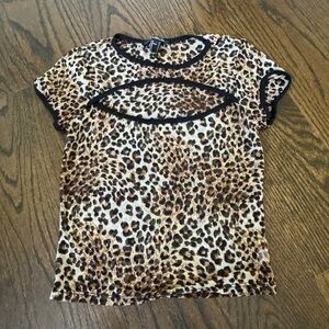 Leopard Print Mesh Going Out Top